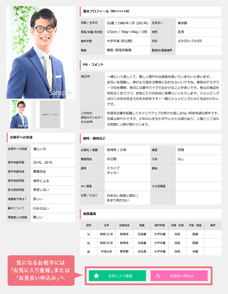 結婚相談所のプロフ記入欄