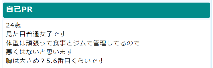 出会い系のプロフィール